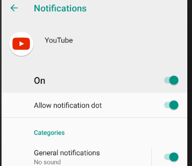 Youtube notification channels settings
