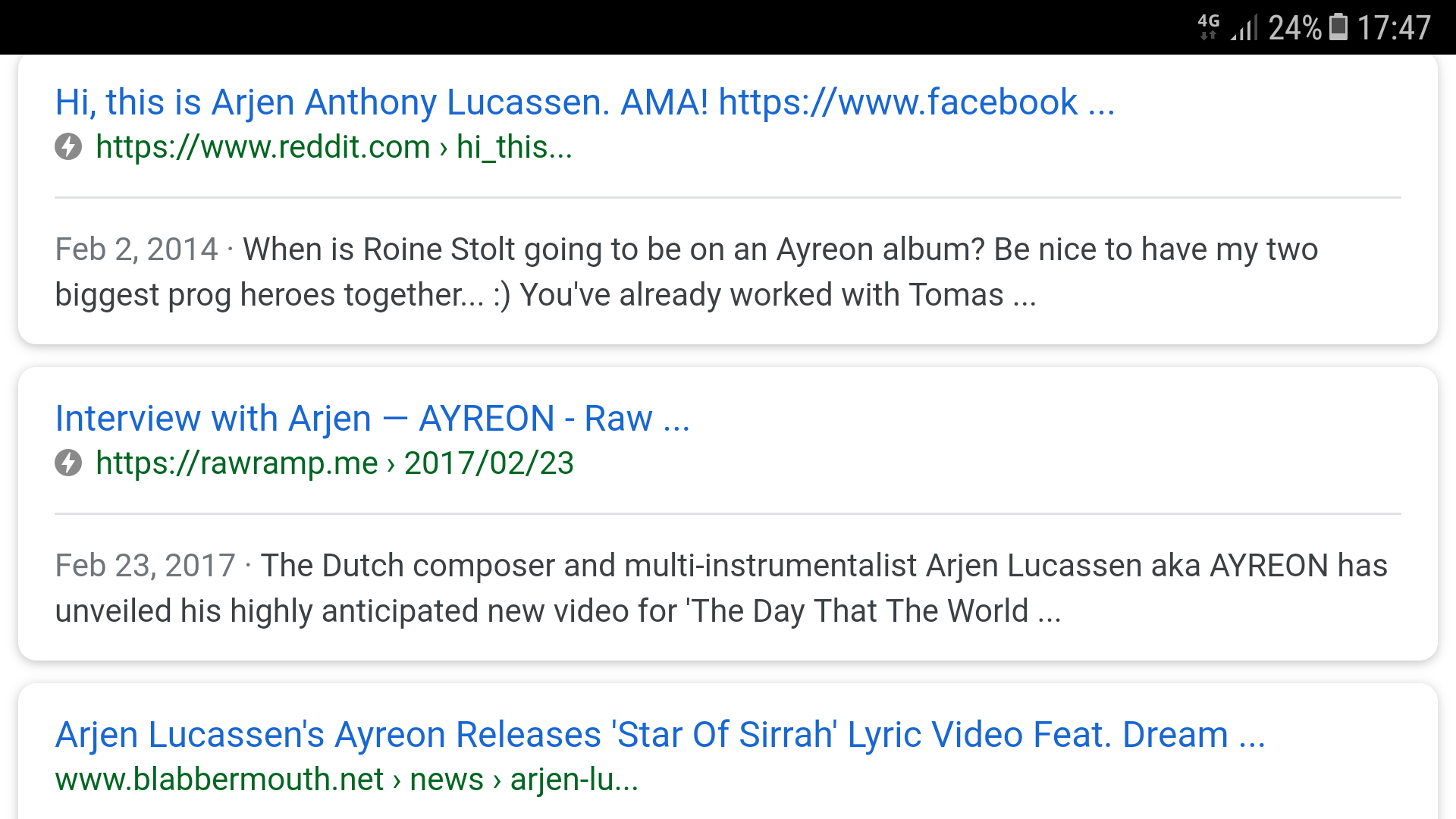 Google search results – AMPs signified with lightning